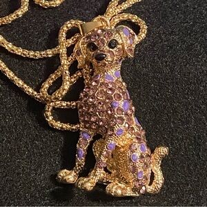 Gold and Purple Dog Pendant Necklace Betsey Johnson